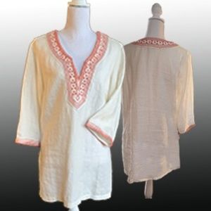 Eddie Bauer Embroidered Linen Tunic M